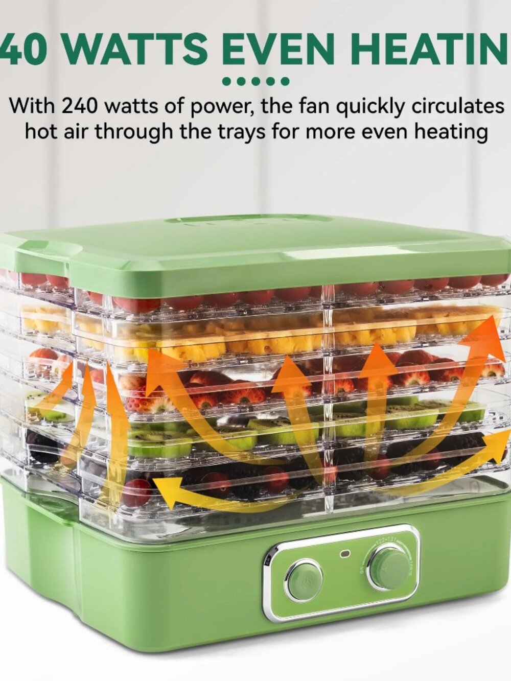 PUKOMC Food Dehydrator BPA-Free Stackable Tray Adjustable Temperature - Picture 2 of 7